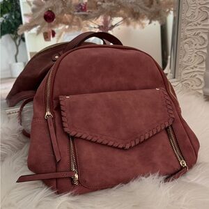 Elegant Pink Faux Suede Backpack